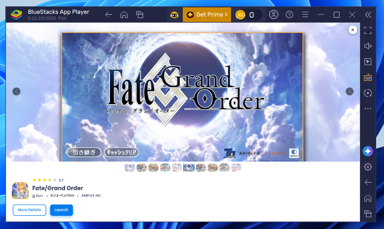 Google PlayストアのFate Grand Order画面